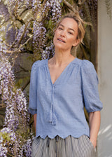 AVERY TEXTURED TOP - CORNFLOWER BLUE