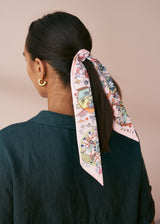 Pale pink illustrated neck tie