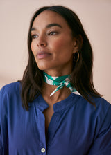 Green white abstract print neck tie