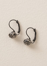Small silver and black crystal 'disco ball' earrings