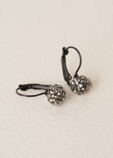 Small silver and black crystal 'disco ball' earrings