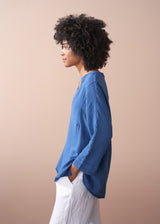 Bright blue cheesecloth cotton top