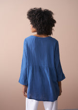 Bright blue cheesecloth cotton top