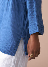 Bright blue cheesecloth cotton top
