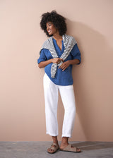 Bright blue cheesecloth cotton top