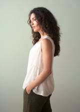 Silk blend peplum vest top