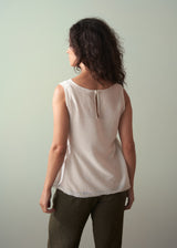 Silk blend peplum vest top