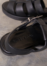 Black leather cut-out fisherman sandals with chunky sole