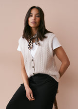 Sleeveless cable knit waistcoat