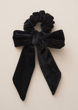 Black velvet scrunchie with bow tie