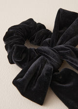 Black velvet scrunchie with bow tie