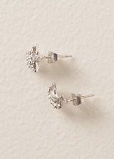Silver moon and star crystal stud earrings