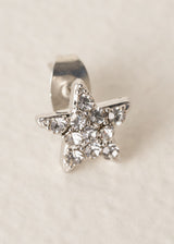 Silver moon and star crystal stud earrings