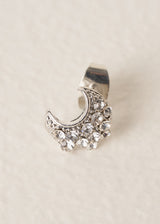 Silver moon and star crystal stud earrings