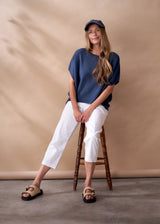 Dark blue boxy knit sweater