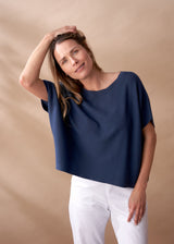 Dark blue boxy knit sweater