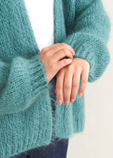 Bright aqua chunky knit cardigan