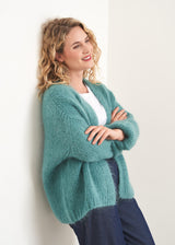 Bright aqua chunky knit cardigan
