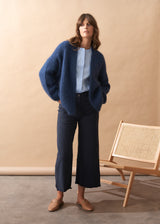 DINA CHUNKY KNIT CARDIGAN - DARK BLUE