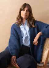 DINA CHUNKY KNIT CARDIGAN - DARK BLUE
