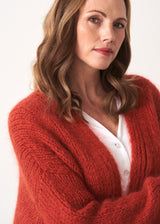Rust red chunky knit cardigan