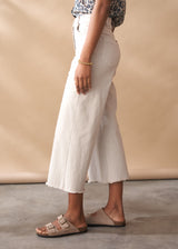 Oatmeal wide leg cotton trousers