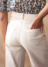 Oatmeal wide leg cotton trousers