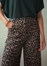 Wid leg cropped trousers in leopard print