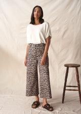 Wide leg leopard print trousers