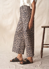 Wide leg leopard print trousers