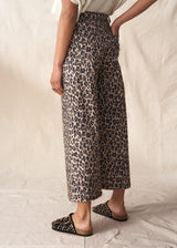 Wide leg leopard print trousers