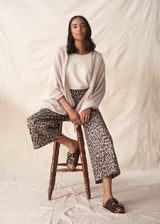 Wide leg leopard print trousers