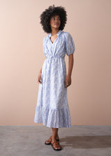ELKIE COTTON PRINT DRESS - BLUE