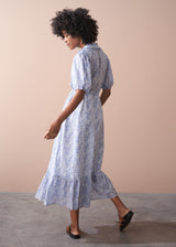 ELKIE COTTON PRINT DRESS - BLUE
