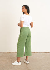 Green cropped cotton trousers