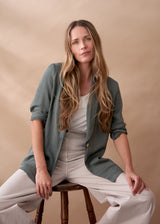 Dusky green relaxed blazer jacket