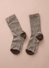RANDI PATTERNED SOCKS - BROWN