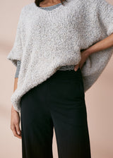 Black long leg jersey flared trousers