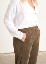Dark green khaki brown corduroy trousers