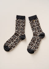 HALEY LEOPARD SOCKS - GREY
