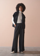 IVY BOUCLE OVERSIZED GILET - BLACK