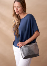 LARGE BUSBY LEATHER BAG - CHARCOAL