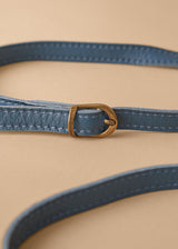 Blue leather clutch crossbody bag