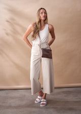 JODY LEATHER CLUTCH BAG - DARK BRONZE