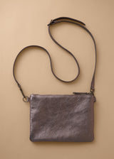 JODY LEATHER CLUTCH BAG - DARK BRONZE