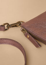 JODY LEATHER CLUTCH BAG - DARK BRONZE