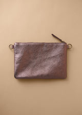 JODY LEATHER CLUTCH BAG - DARK BRONZE