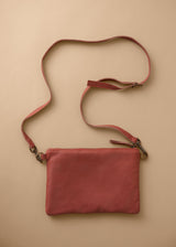 Terracotta leather clutch bag crossbody