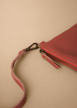 Terracotta leather clutch bag crossbody