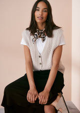 Sleeveless cable knit waistcoat